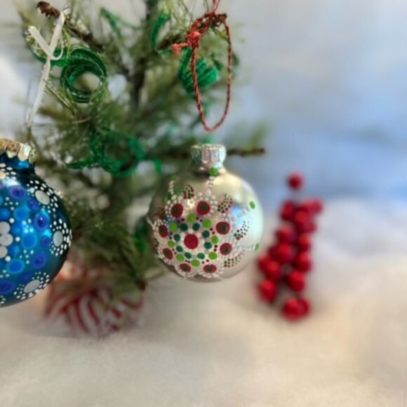 Unique Hand Painted & Sealed Christmas Ornament Glass, SET of 2 - Picture 3 of 3